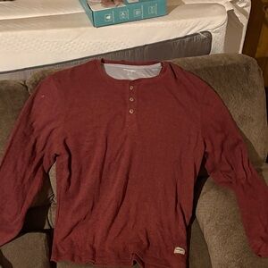 Wrangler Men's Long Sleeve Henley - Burgundy
